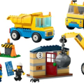 60391 Construction Trucks and Wrecking Ball Crane